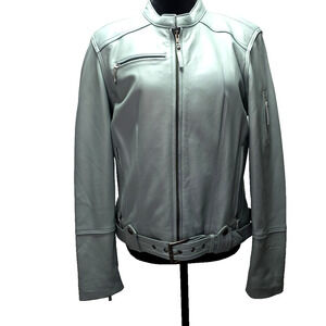 Women’s Harley Davidson L Leather Mint Green Jacket With Belt New Limited Rare